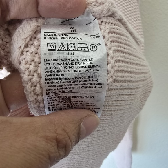 Gap Women's Sz XL Cable Knit Sweater Fisherman Chunky Blush Pink Preppy Academia - Picture 7 of 7